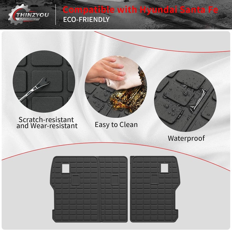 Thinzyou Kick Mats Compatible with 2024 2025 2026 Hyundai Santa Fe Back Seat Cover Protector TPE All Weather Backrest Mats 2024 Santa Fe Accessories (2024-2026,2nd Row Backrest Mat) - Image 4